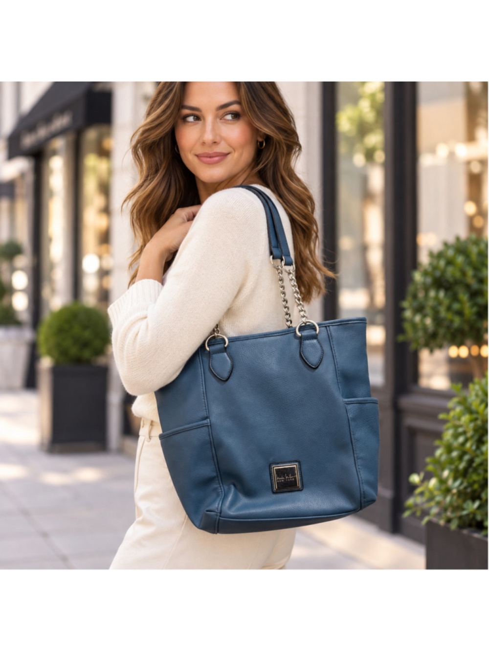 Women's Nicole Miller New York Blue Tote Bag One Size